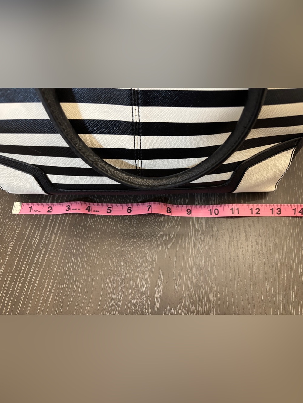 Aldo Black and White Striped Satchel with Gold Accents - Picture 6 of 12